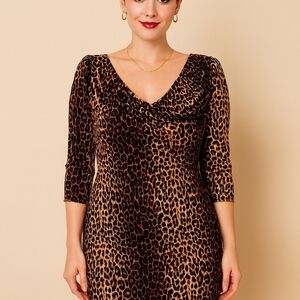 Fashion Nova Leopard 3/4 Sleeve Dress